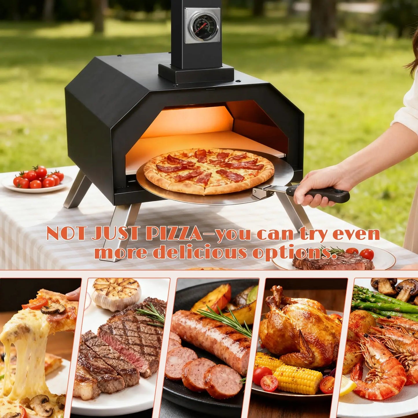 Karinear Outdoor Pizza Oven With Wood Pellet Heating