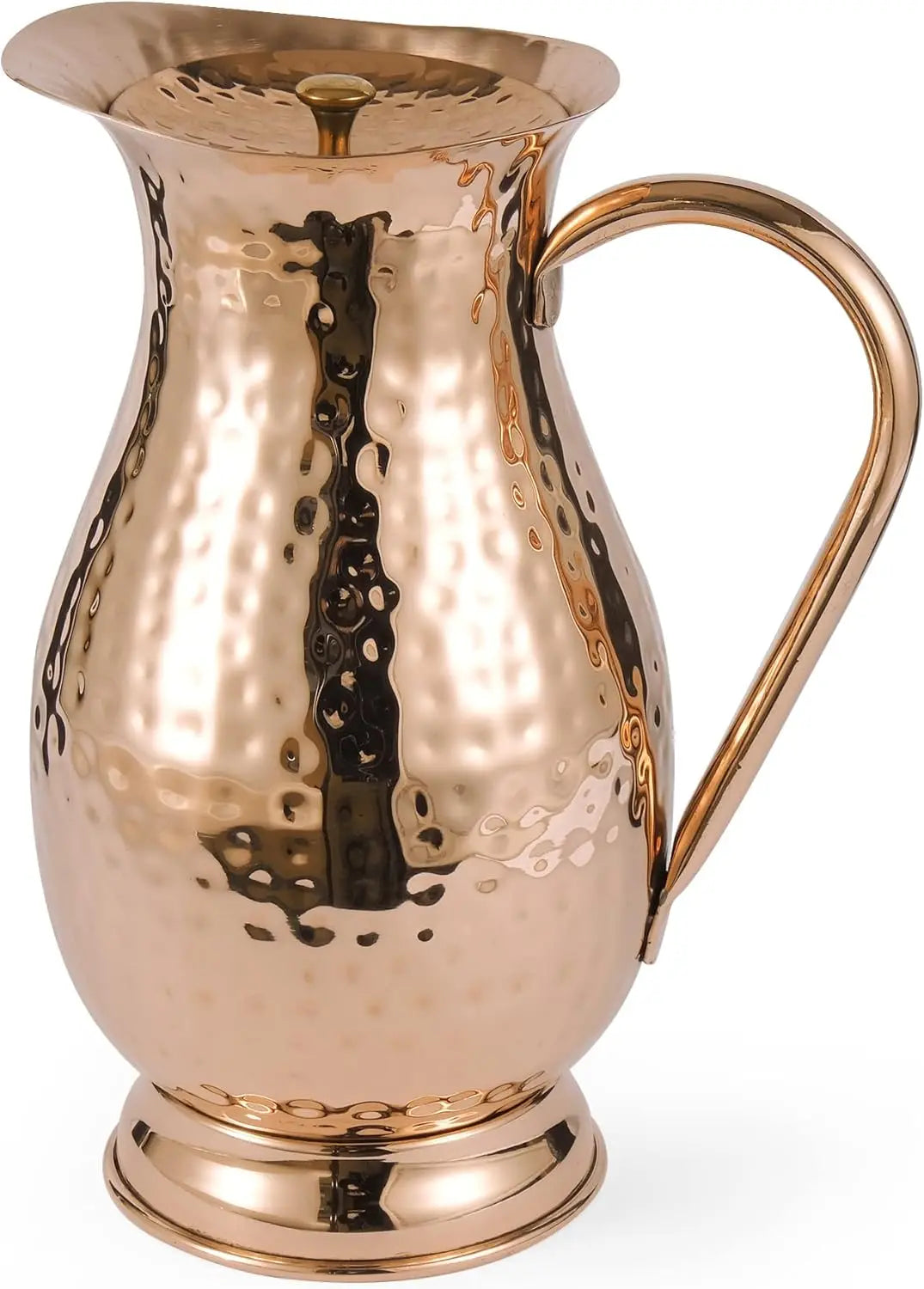 Pure Copper Pitcher With Lid Handcrafted Hammered Copper Jug