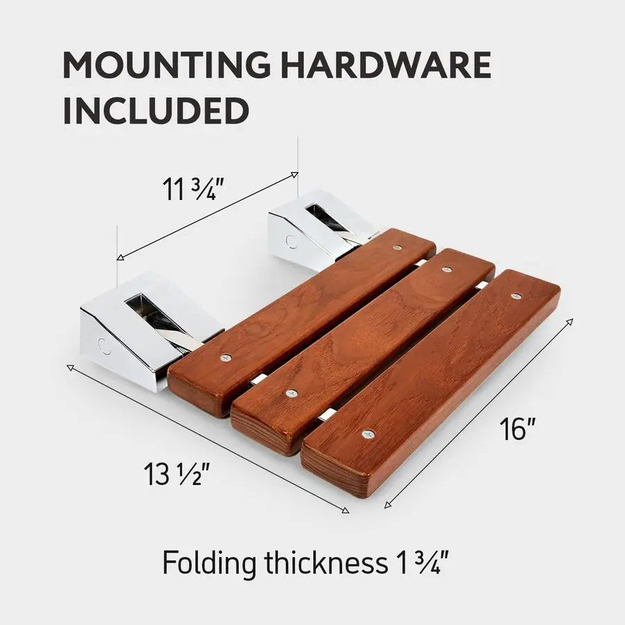 XMSJ Teak Shower Seat Wall Mounted Fold Down Bench