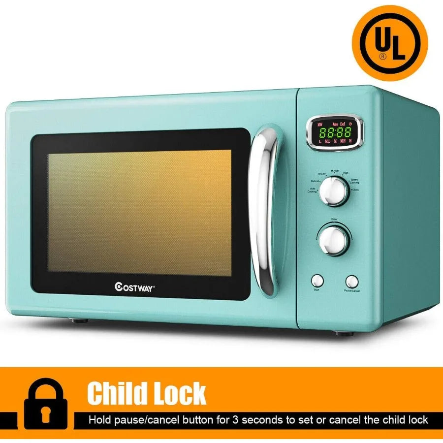 XMSJ Retro Countertop Microwave Oven 0.9 Cu Ft 900W