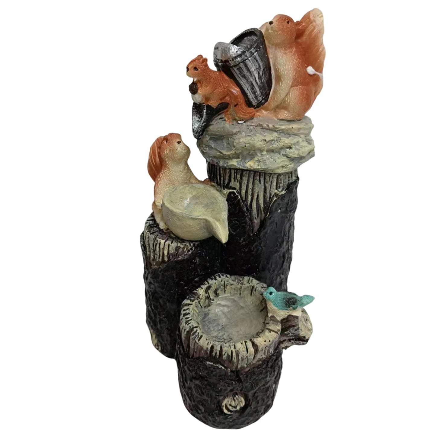 Alloet Funny Duck And Squirrel Garden Fountain Ornament With Light