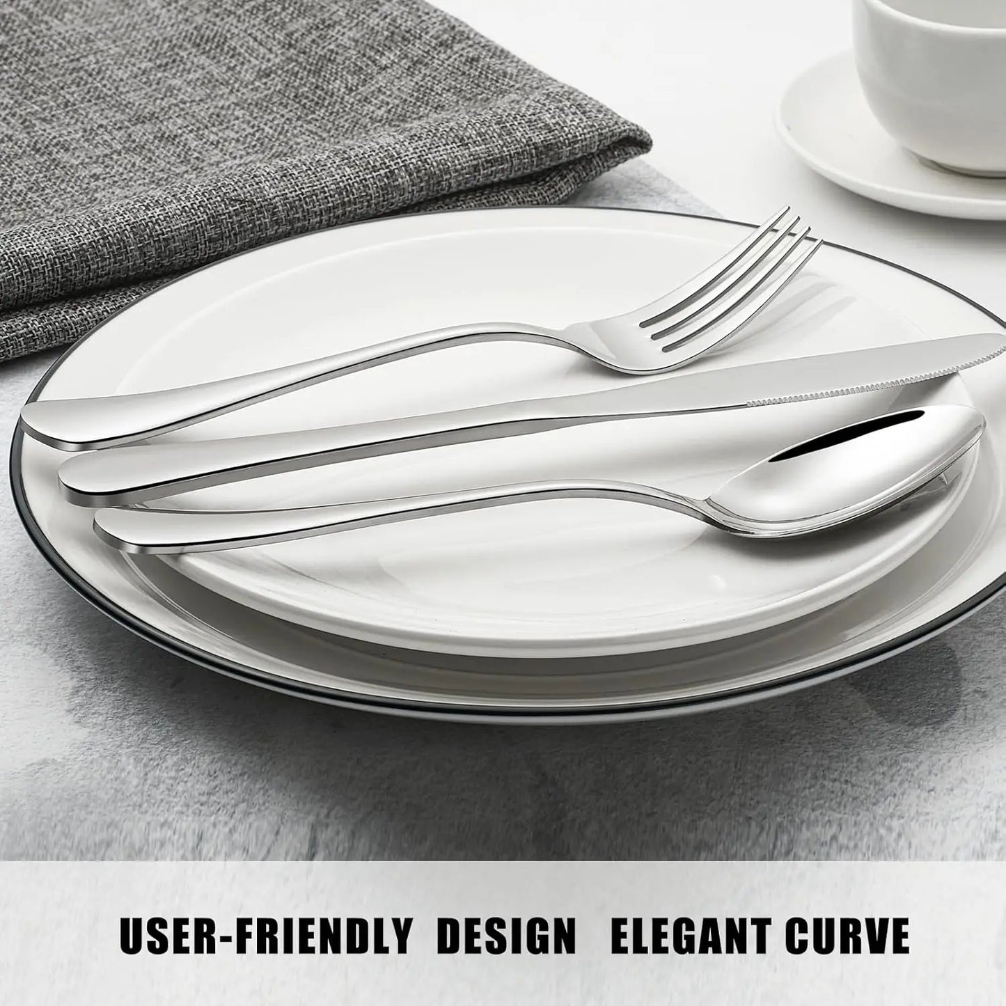 Stainless Steel Flatware Set For 12, Mirror Polished Cutlery