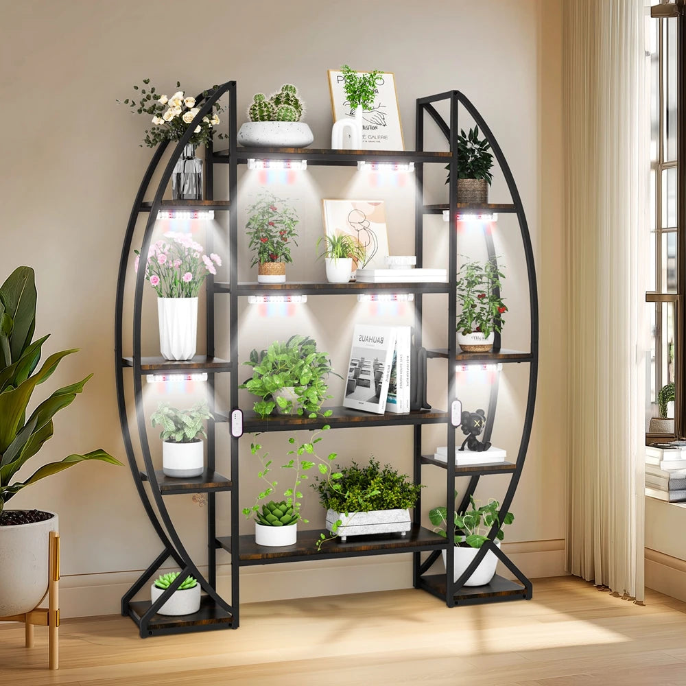Half Moon Iron Plant Stand Multilayer Shelf Industrial Rack