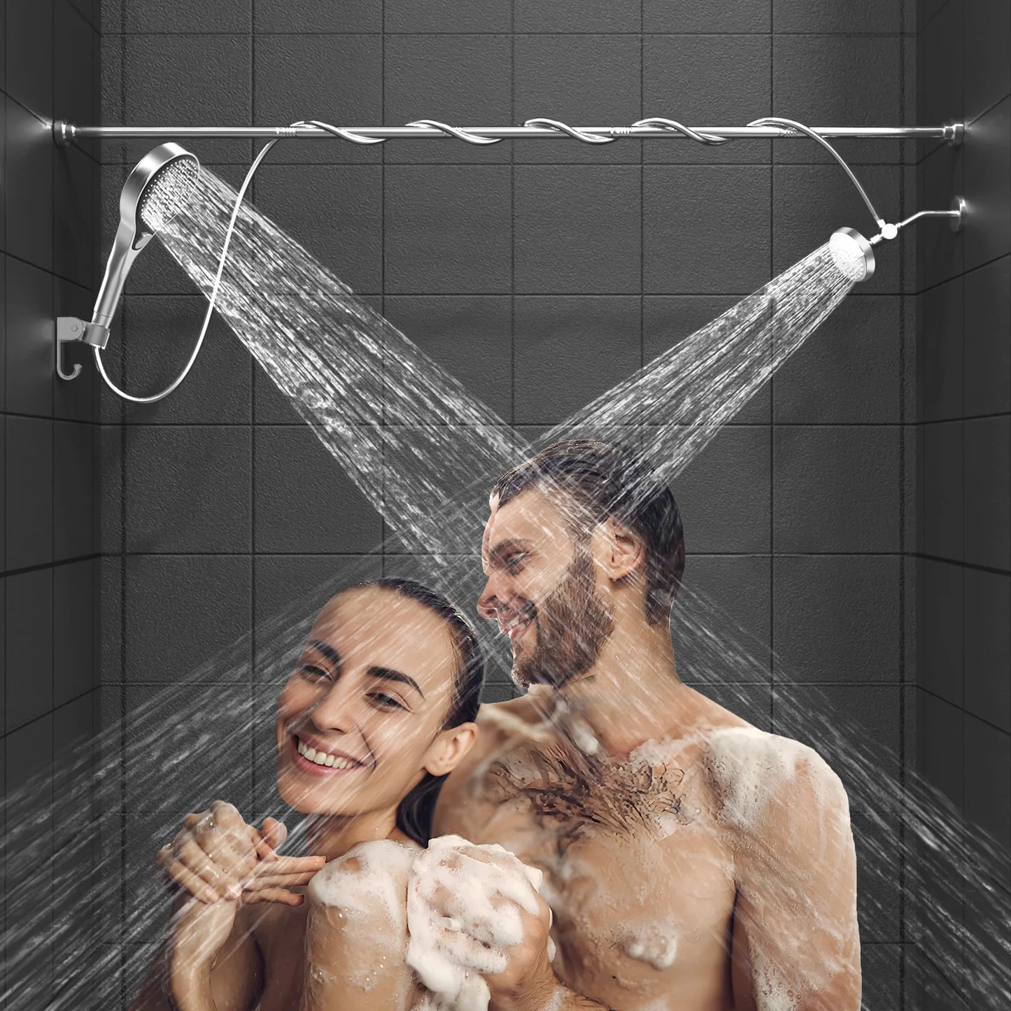 Tandem Shower Head For Couples High Pressure Dual Shower System