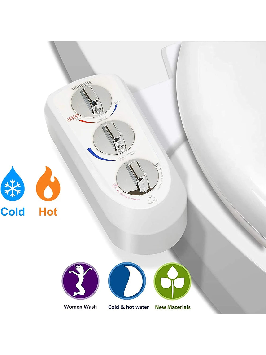 Hibbent Dual Nozzle Bidet Toilet Attachment With Self Cleaning