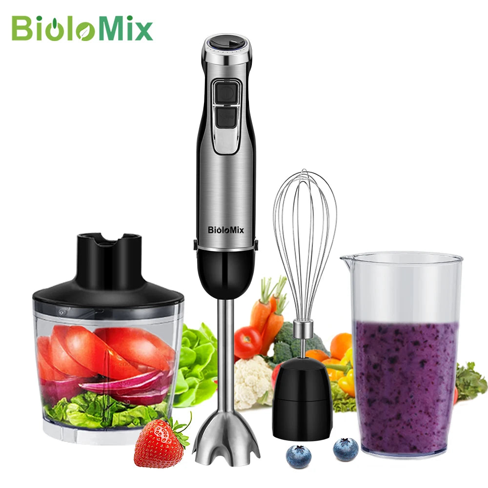 Biolomix 1200W Immersion Hand Blender With Chopper And Smoothie Cup