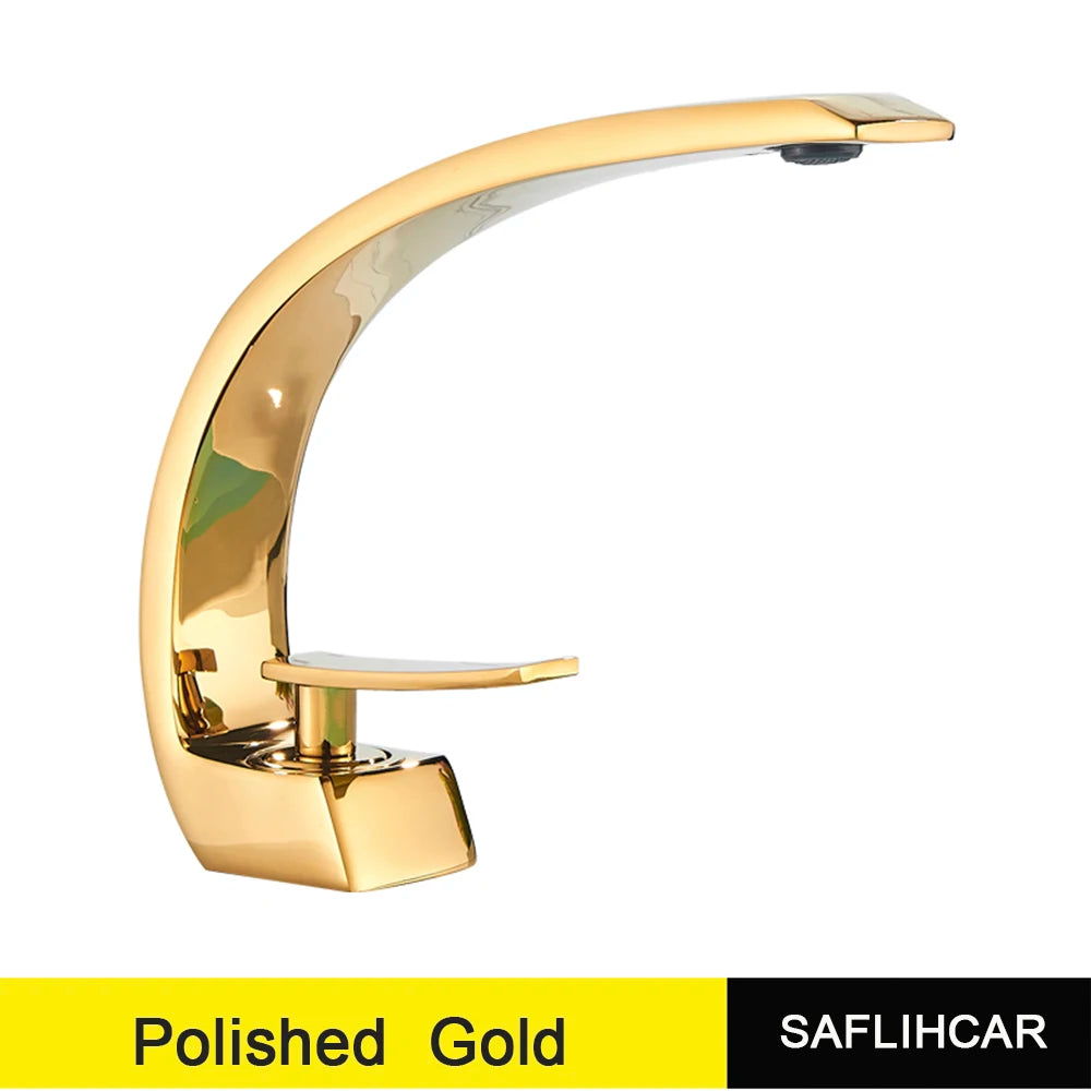 SAFLIHCAR Bathroom Faucet Single Handle Deck Mount Hot Cold Mixer