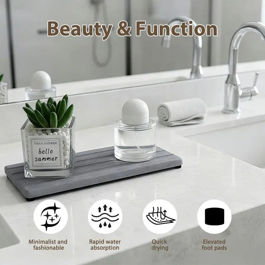 Diatomaceous Earth Bath Mat Quick Drying Two Piece Set Absorbent