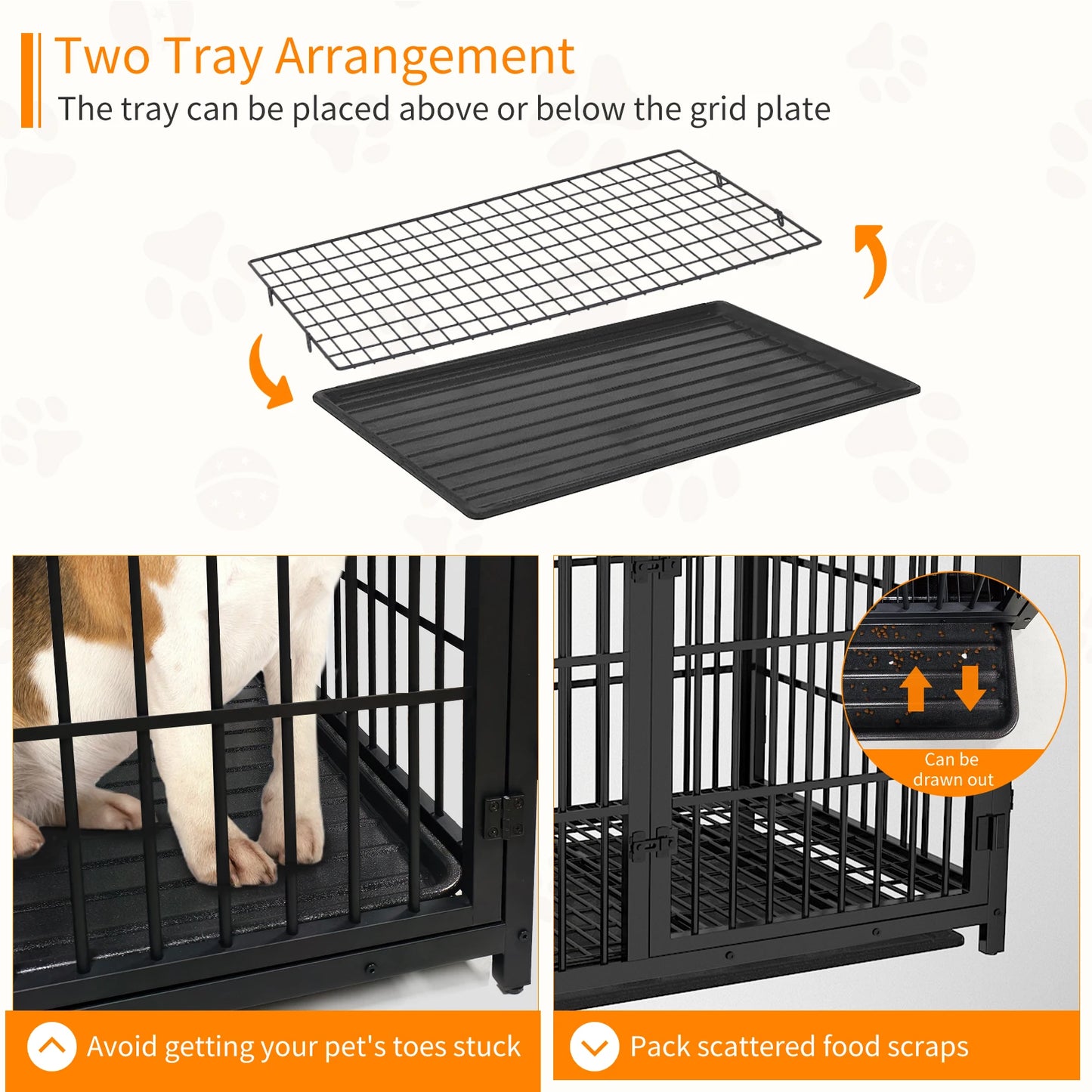Bingopaw Dog Kennel End Table With Tray And 3 Doors