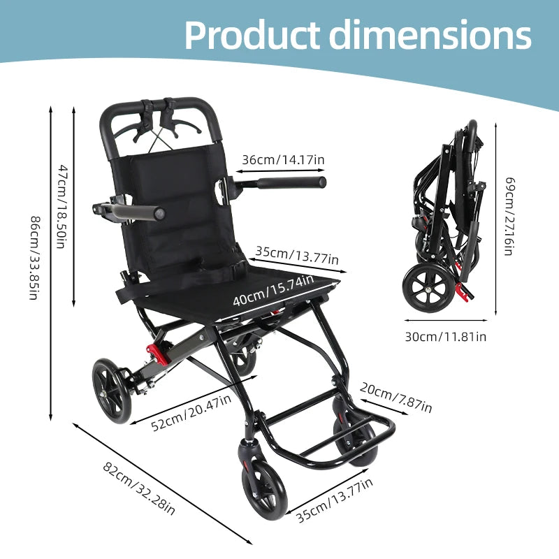 CvitalelPersd Micro Folding Wheelchair for Travel and Seniors