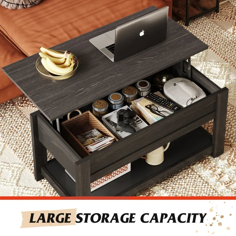 Galaxher Lift Top Coffee Table With Hidden Storage Compartment