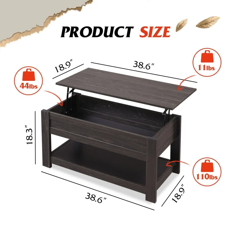 Galaxher Lift Top Coffee Table With Hidden Storage Compartment