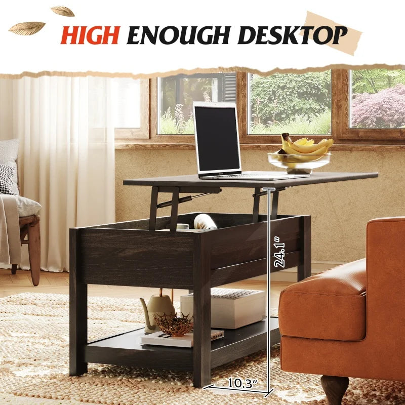 Galaxher Lift Top Coffee Table With Hidden Storage Compartment