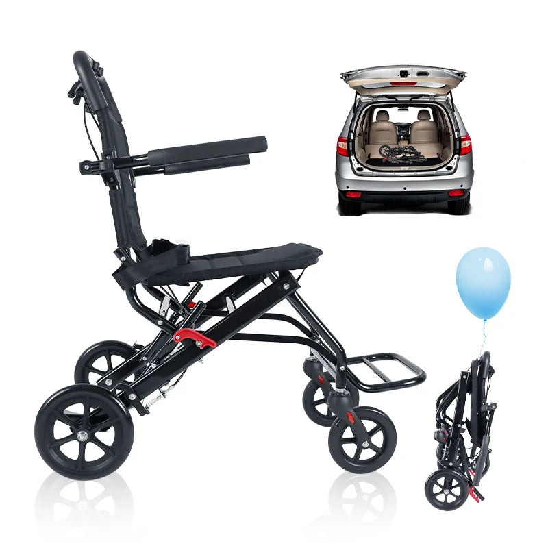 CvitalelPersd Micro Folding Wheelchair for Travel and Seniors