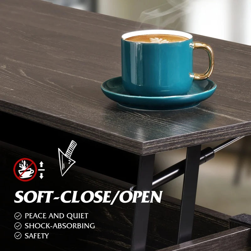 Galaxher Lift Top Coffee Table With Hidden Storage Compartment