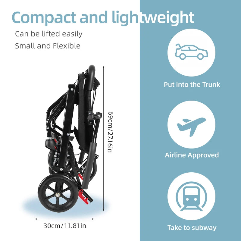CvitalelPersd Micro Folding Wheelchair for Travel and Seniors