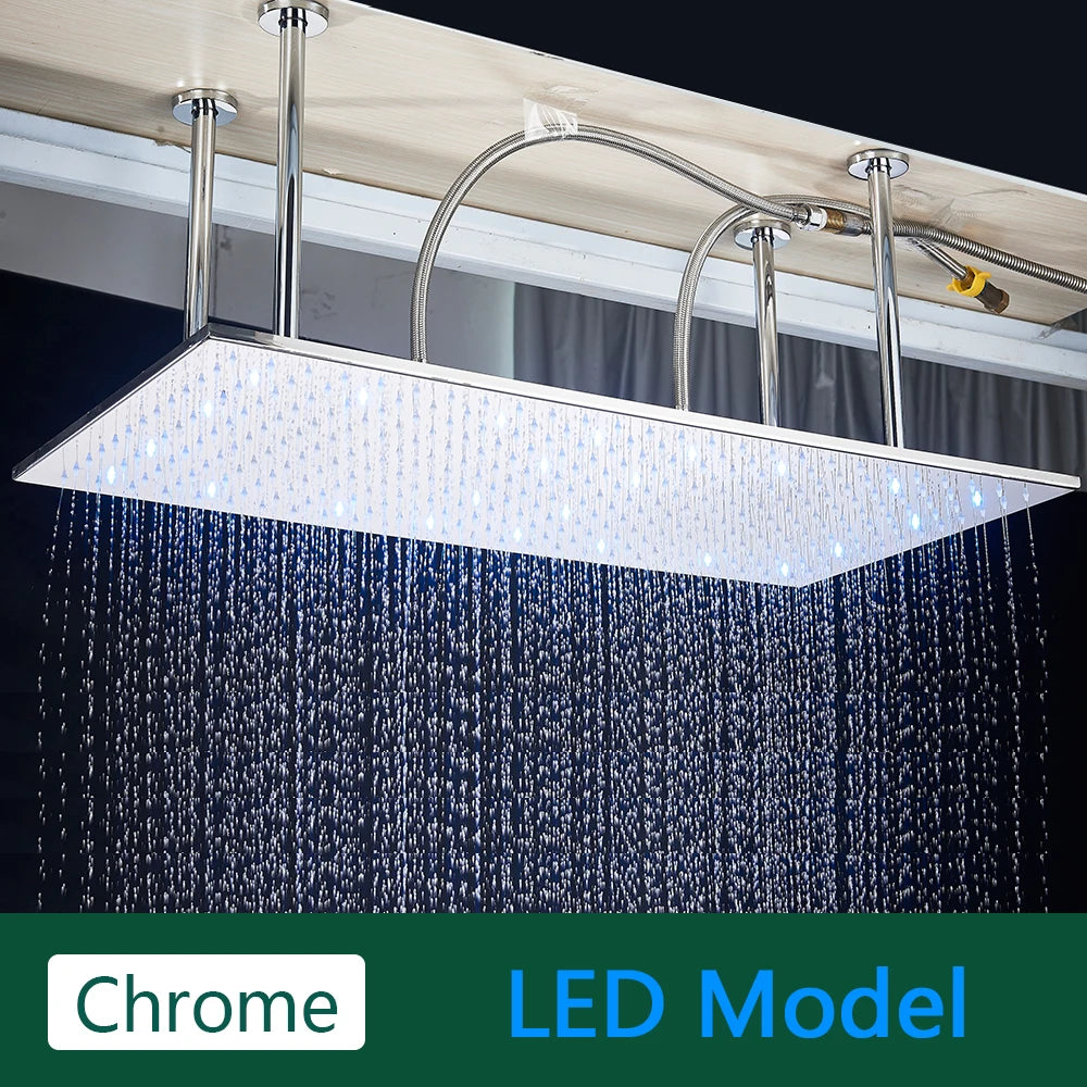 Rozin LED Shower Head Ceiling Mounted Rainfall With Arm