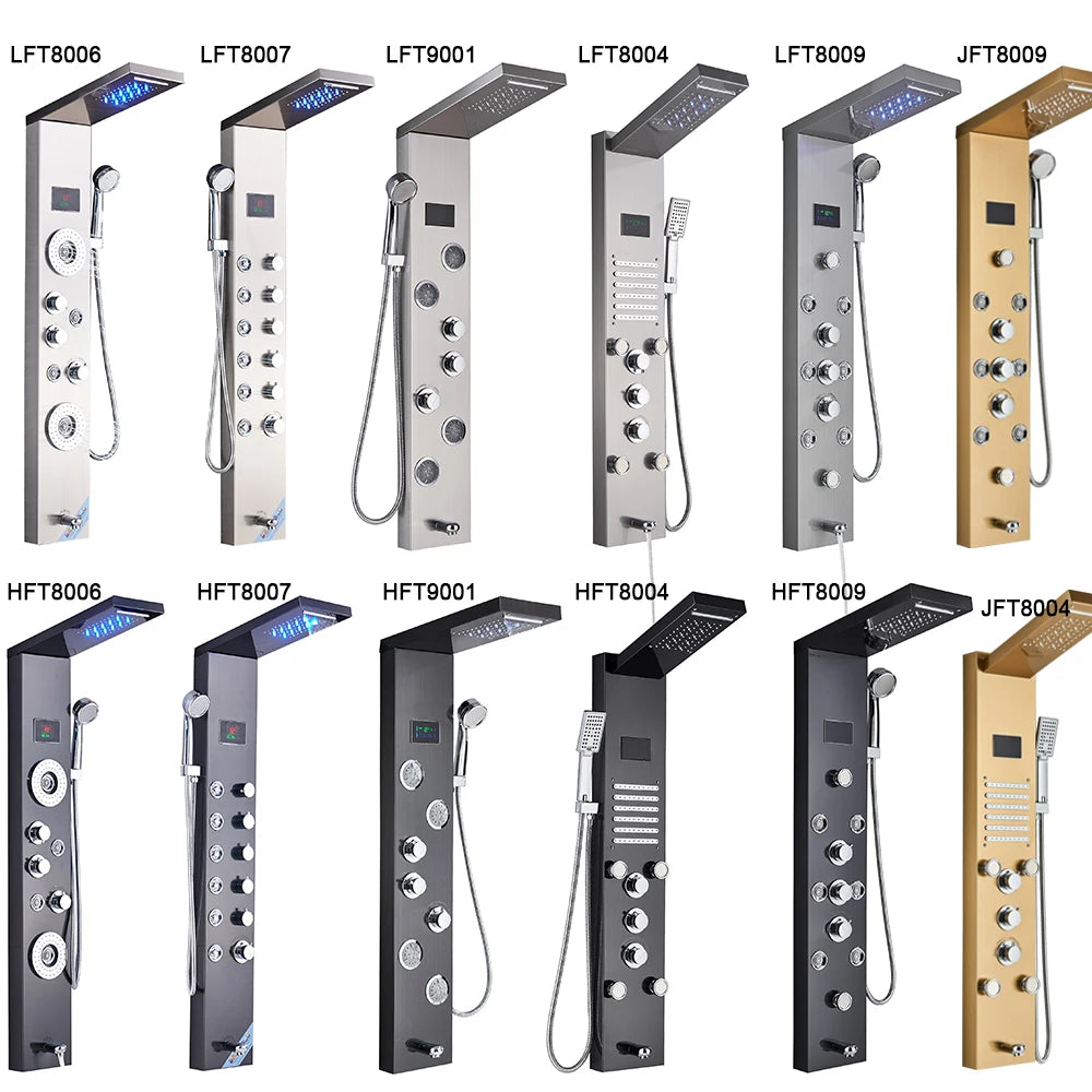 Poqihy Shower Panel System With Rainfall Jets Body Sprays And Handshower