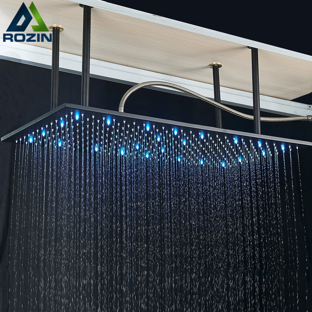 Rozin LED Shower Head Ceiling Mounted Rainfall With Arm