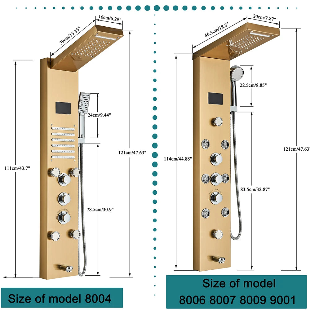 Poqihy Shower Panel System With Rainfall Jets Body Sprays And Handshower