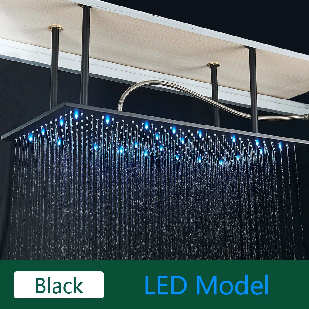 Rozin LED Shower Head Ceiling Mounted Rainfall With Arm