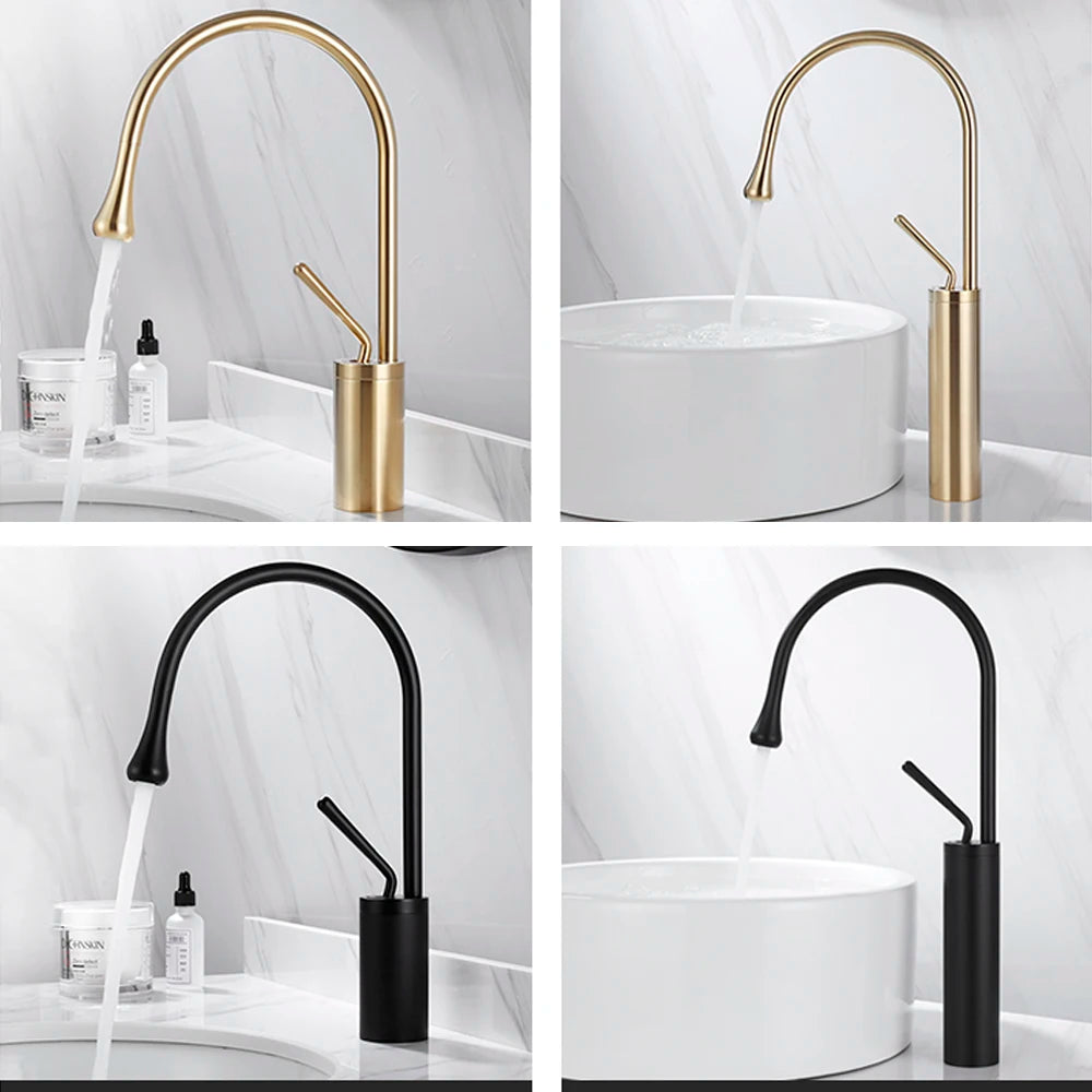 SAFLIHCAR Deck Mounted Basin Faucet Single Handle Hot Cold Tap