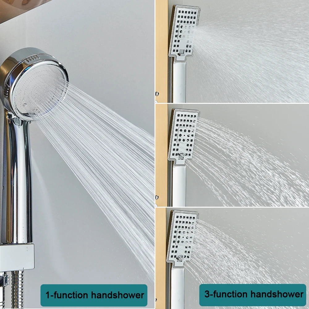 Poqihy Shower Panel System With Rainfall Jets Body Sprays And Handshower