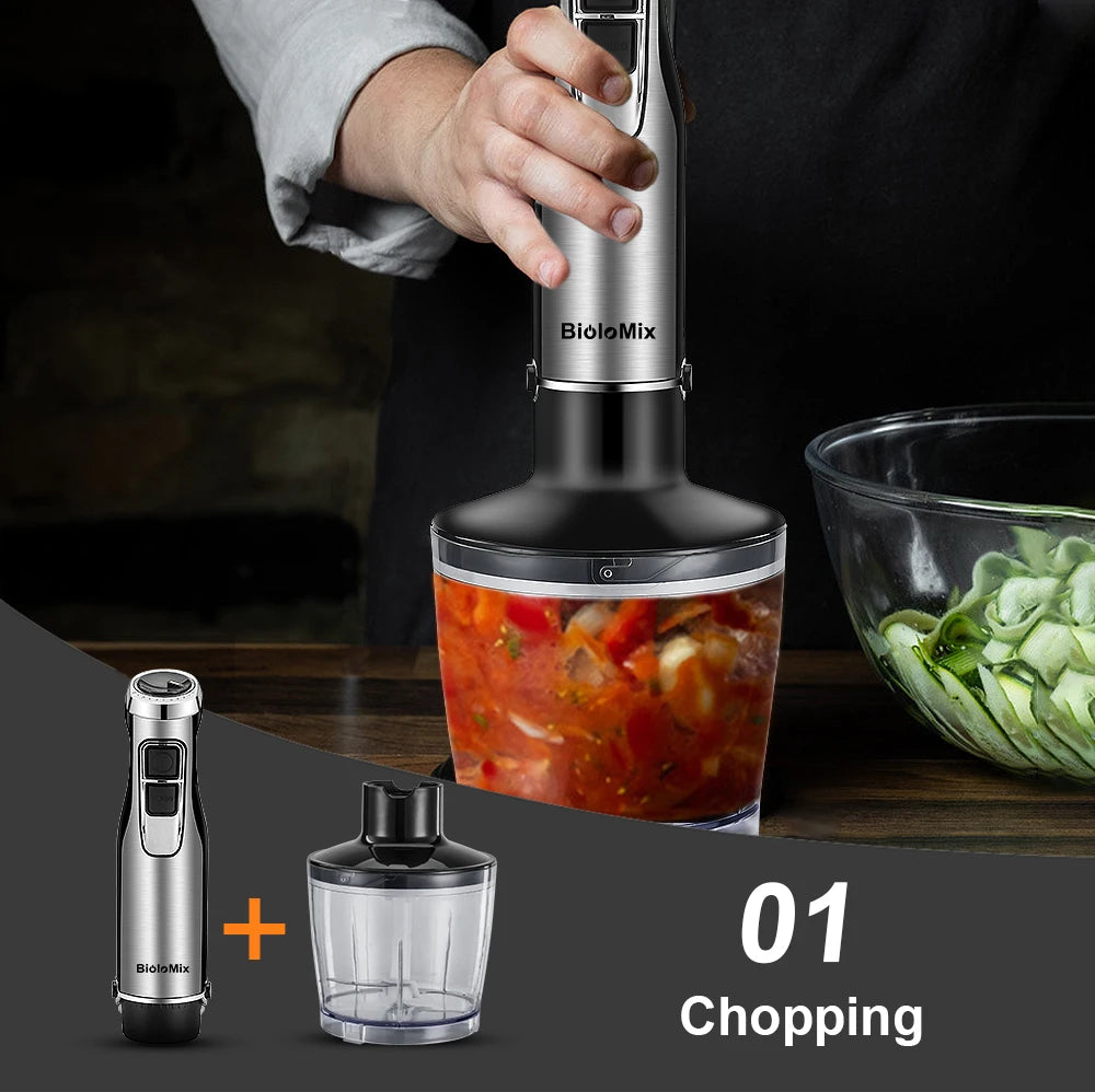 Biolomix 1200W Immersion Hand Blender With Chopper And Smoothie Cup