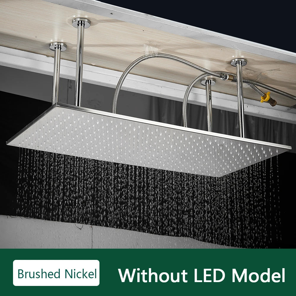 Rozin LED Shower Head Ceiling Mounted Rainfall With Arm