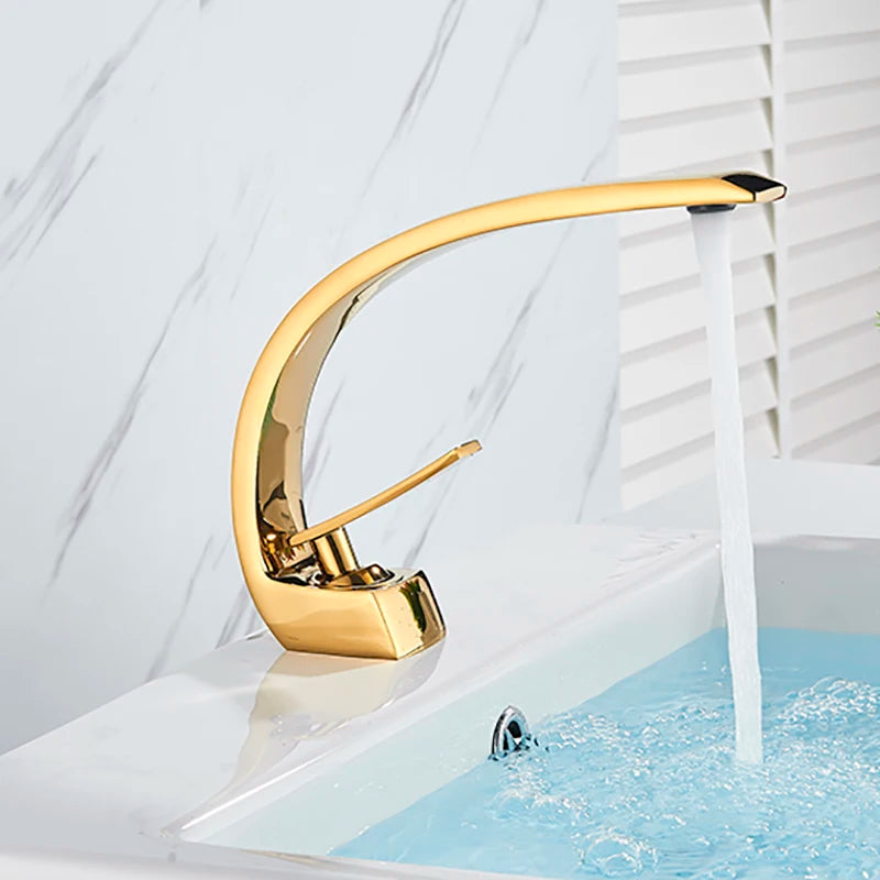 SAFLIHCAR Bathroom Faucet Single Handle Deck Mount Hot Cold Mixer