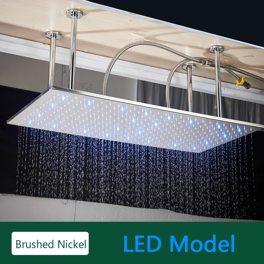 Rozin LED Shower Head Ceiling Mounted Rainfall With Arm