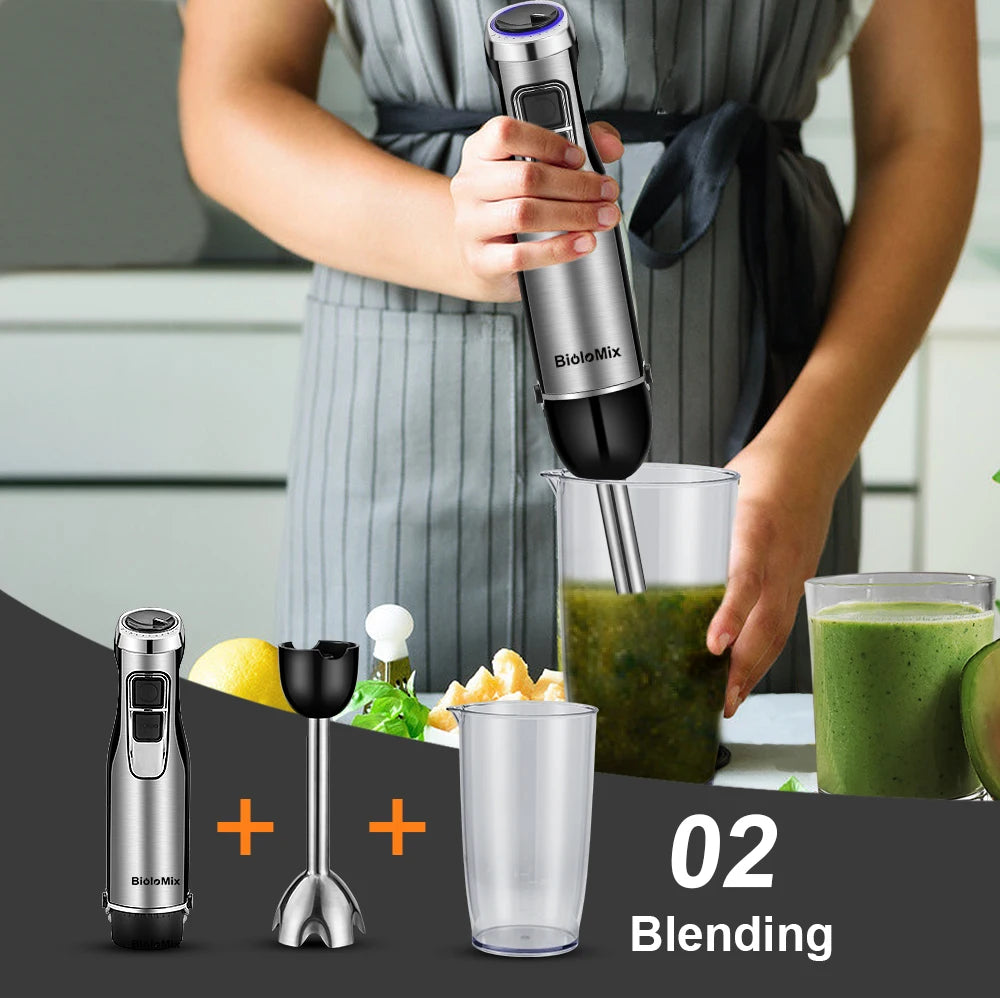 Biolomix 1200W Immersion Hand Blender With Chopper And Smoothie Cup