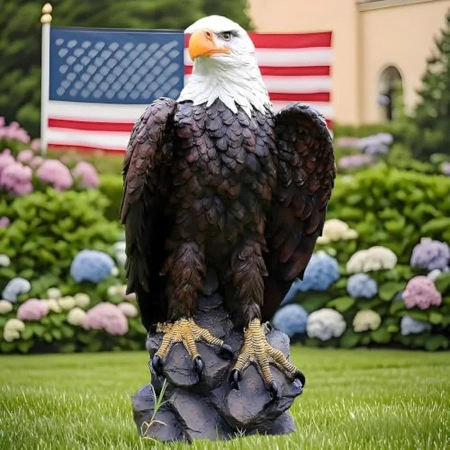 Bald Eagle Outdoor Statue Majestic Realistic Resin Garden Yard Decor
