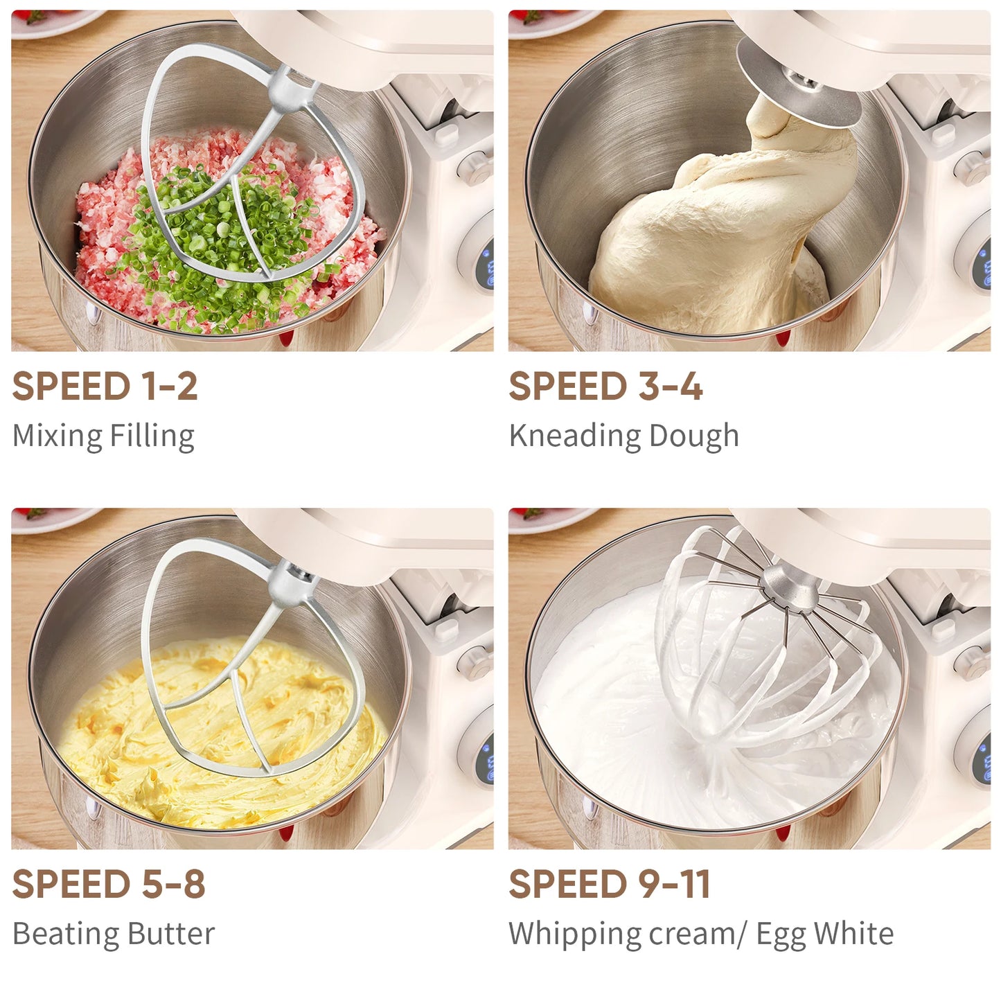 Biolomix 1200W Stand Mixer 11 Speed With Digital OLED Display