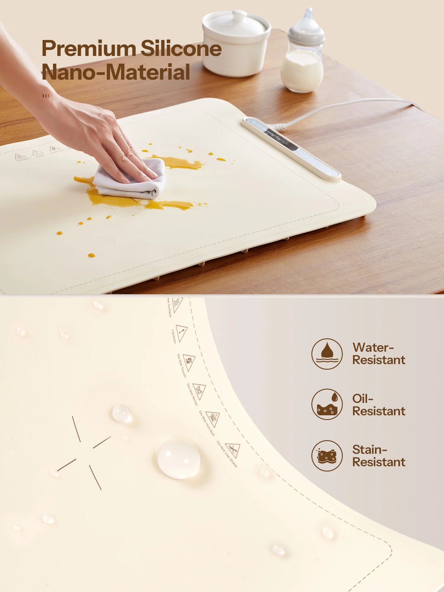Yabano Foldable Electric Warming Tray With Three Temperature Settings