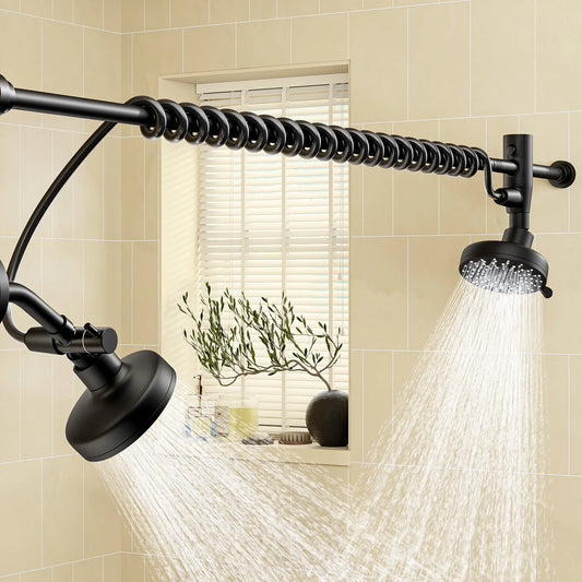 Dual Shower Head for Two With Adjustable Slider High Pressure
