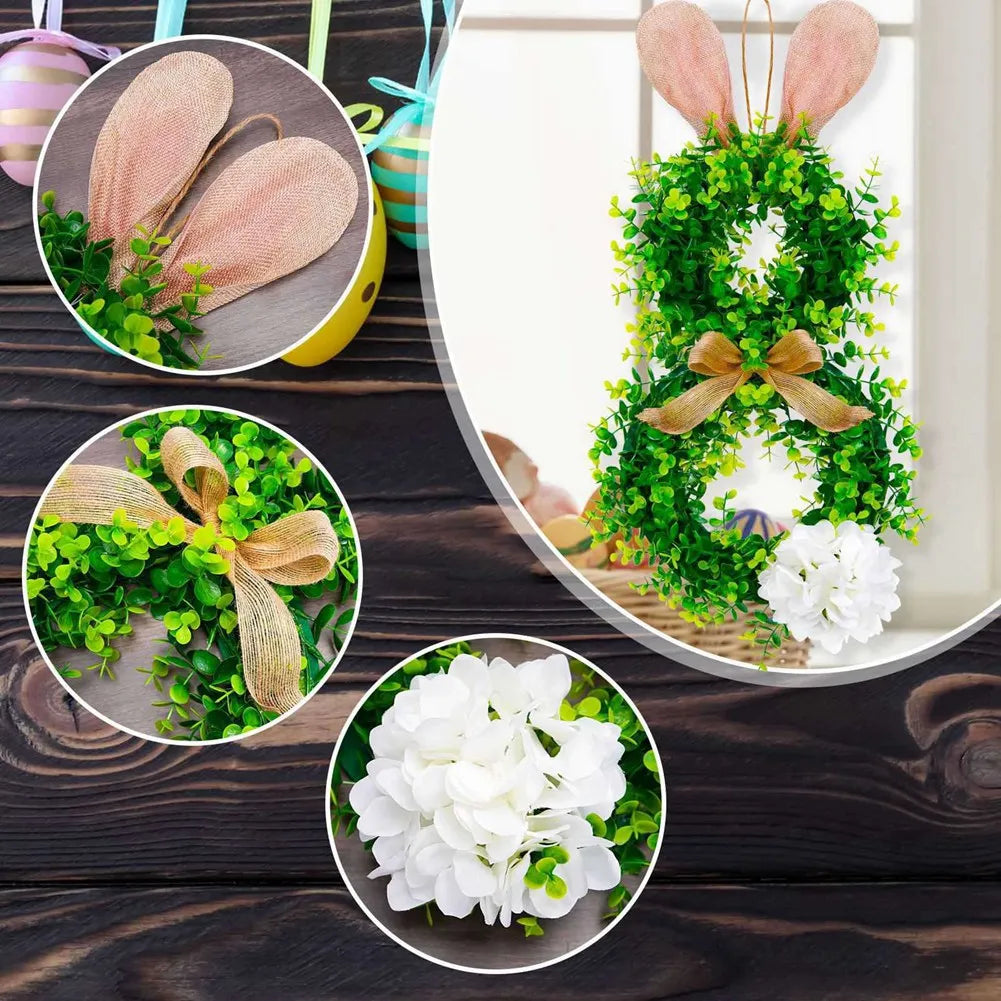 Easter Bunny Wreath With Bowknot Indoor Window Garland