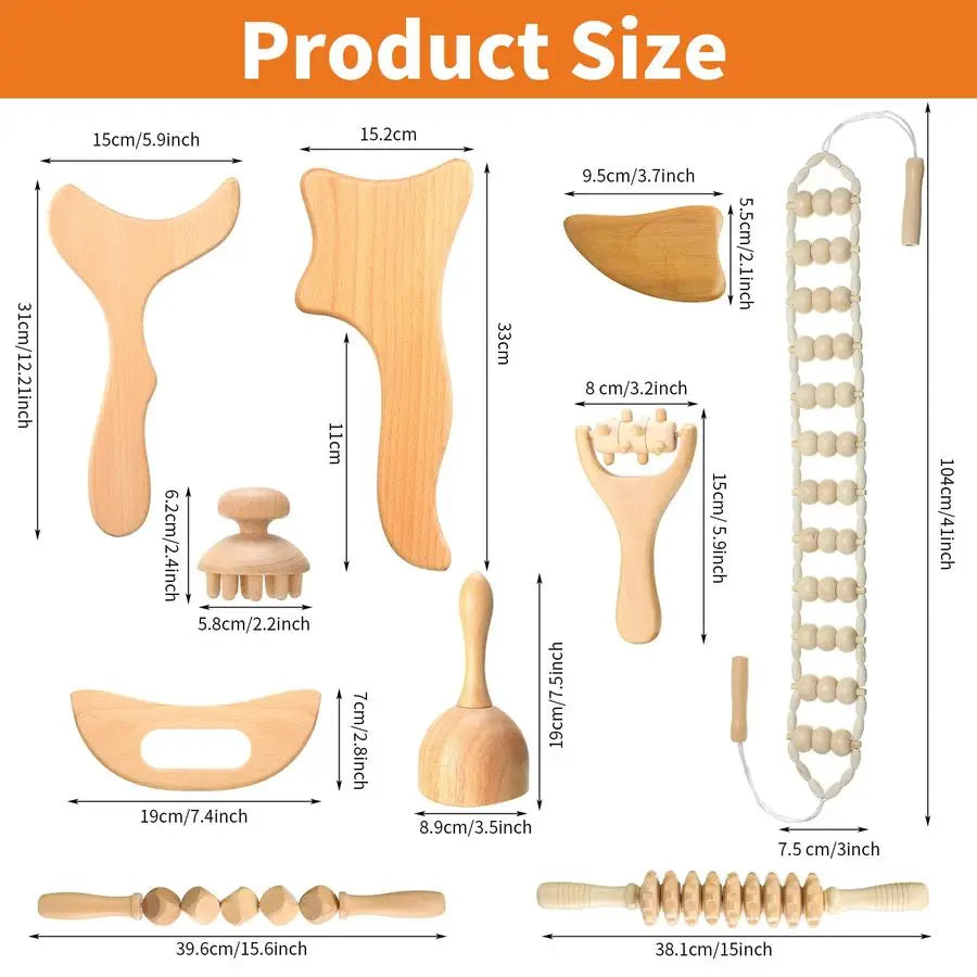 Wooden Massage Tools Maderoterapia Kit For Lymphatic Drainage Therapy