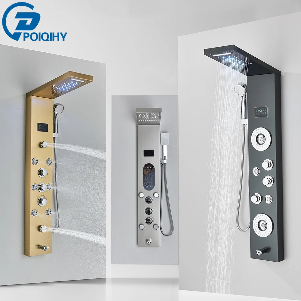 Poqihy Shower Panel System With Rainfall Jets Body Sprays And Handshower