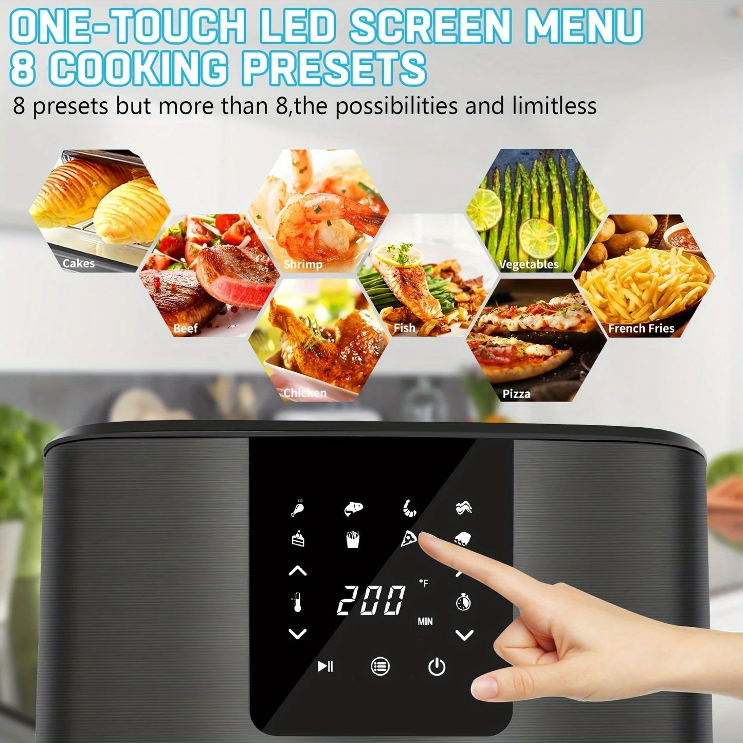 KitCook Air Fryer With 8 Presets And Digital Touch Screen