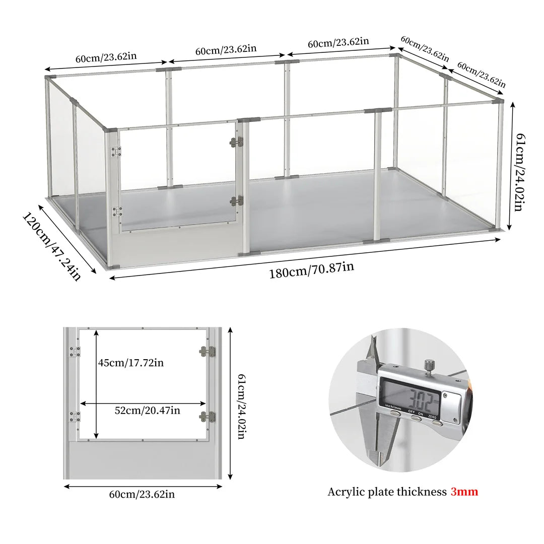BINGOPAW Clear Acrylic Whelping Dog Playpen With Pad