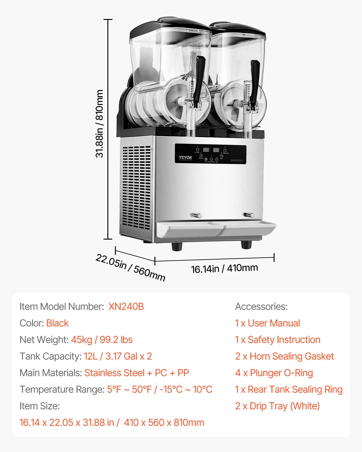 VEVOR Slushy Machine Dual Tanks Commercial Margarita Smoothie Maker
