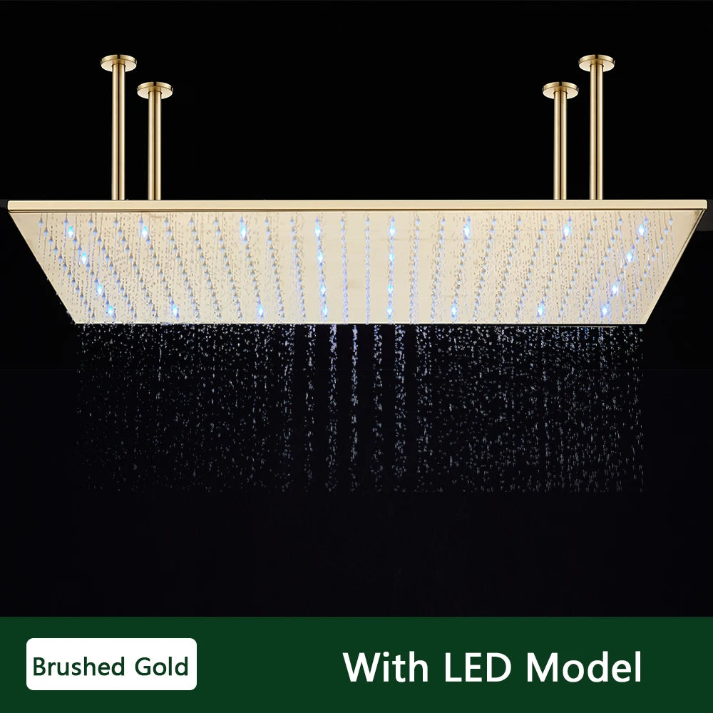 Rozin LED Shower Head Ceiling Mounted Rainfall With Arm