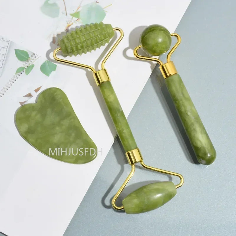 Natural Jade Roller Massager For Face And Body Gua Sha Stone