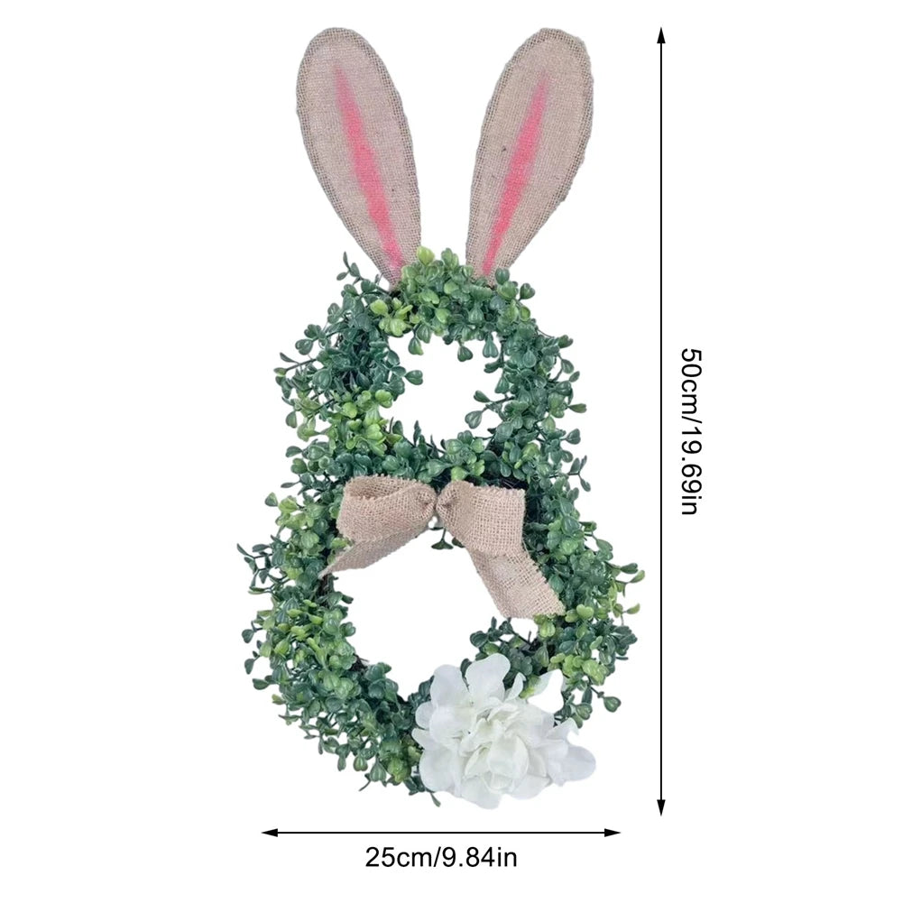 Easter Bunny Wreath With Bowknot Indoor Window Garland