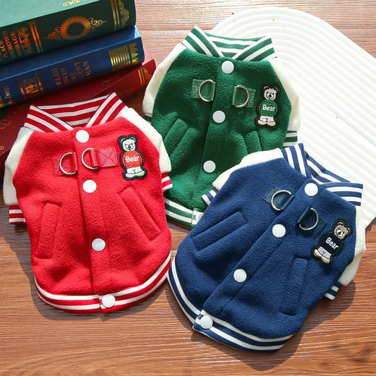 Puppy Coat D Ring Jacket Fleece for Dogs and Cats