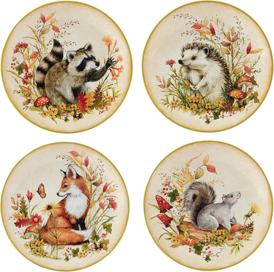 Woodland Critters Ceramic Salad And Dessert Plates Forest Animals