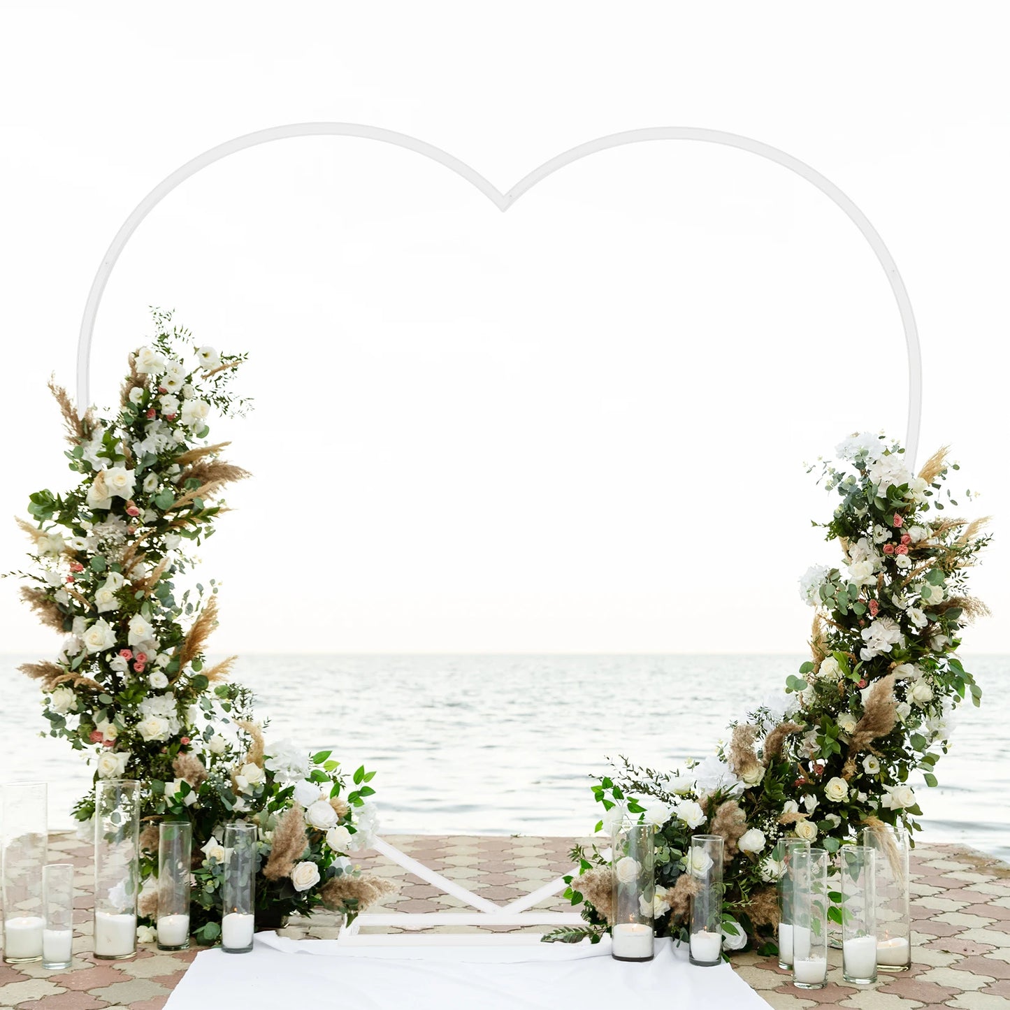 Heart Shape Metal Wedding Balloon Arch Backdrop Stand Frame