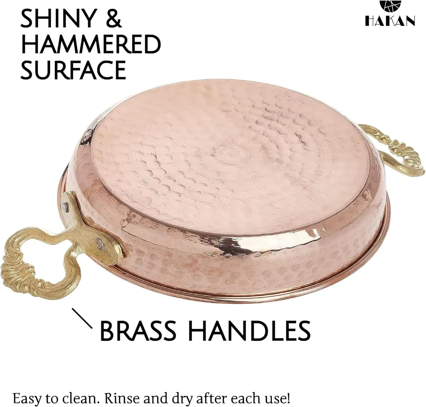 XMSJ Copper Egg Pan Hammered Skillet With Double Handles