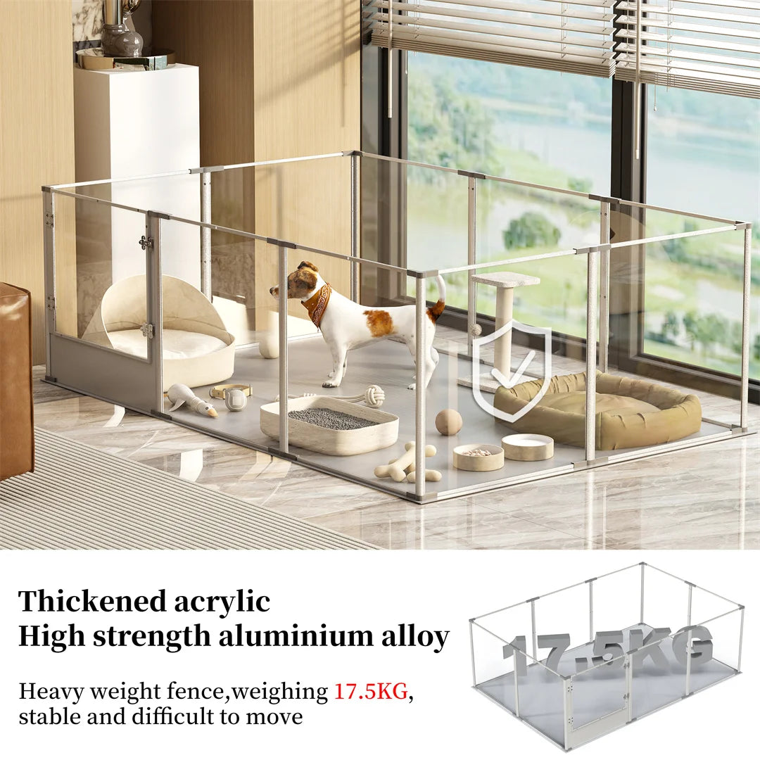 BINGOPAW Clear Acrylic Whelping Dog Playpen With Pad